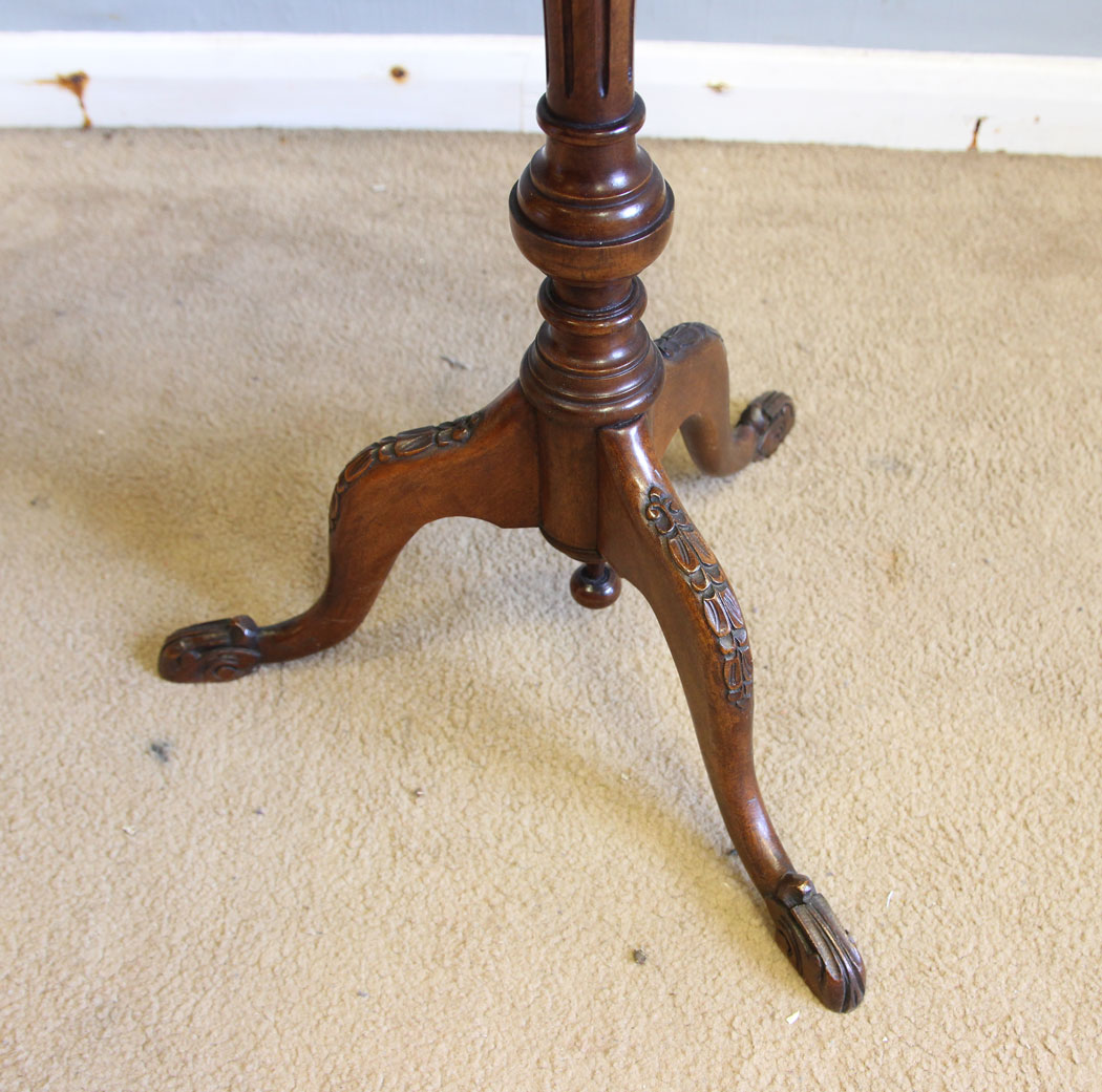 12413r8 Burr Walnut Tripod Wine Table, Burr Walnut Tripod Occasional Wine Table