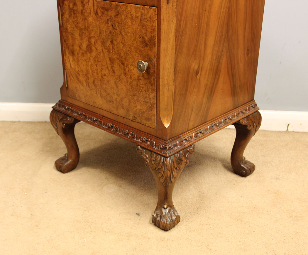12422r3 Antique Burr Walnut Side Cabinet, Antique Burr Walnut Side Cabinet