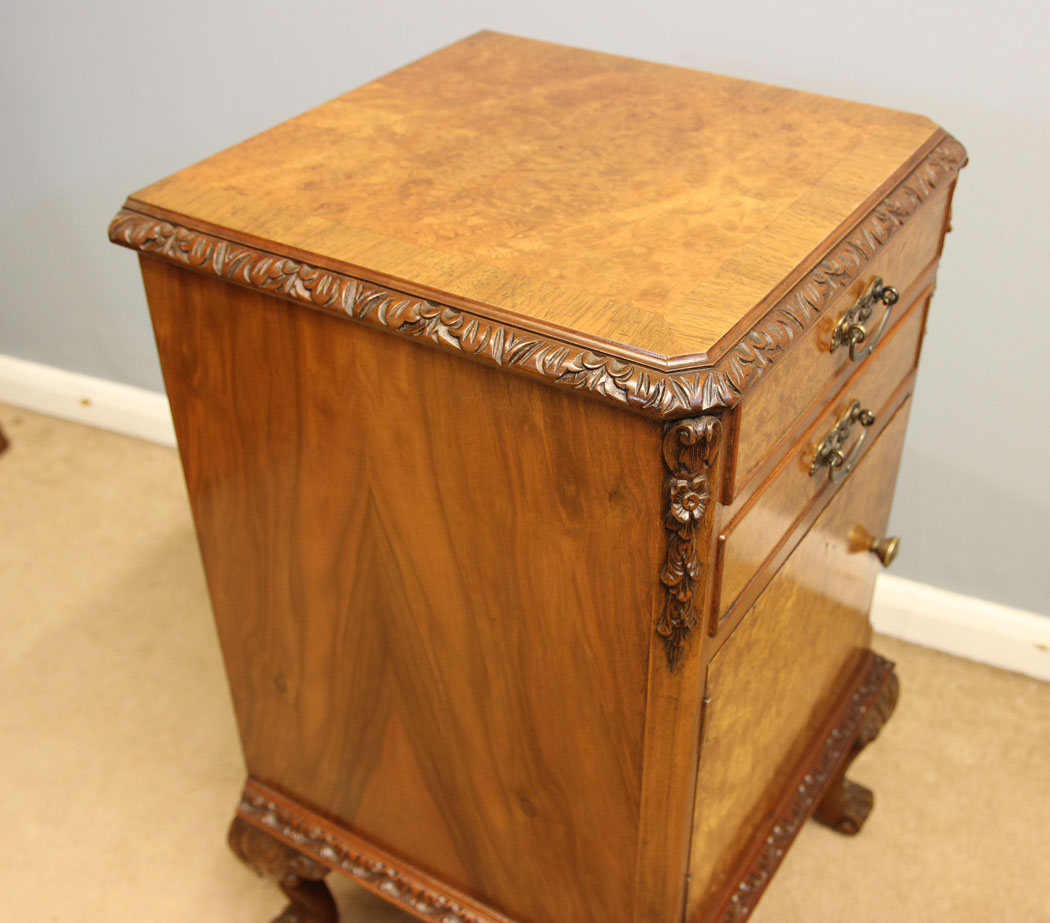 12422r5 Antique Burr Walnut Side Cabinet, Antique Burr Walnut Side Cabinet