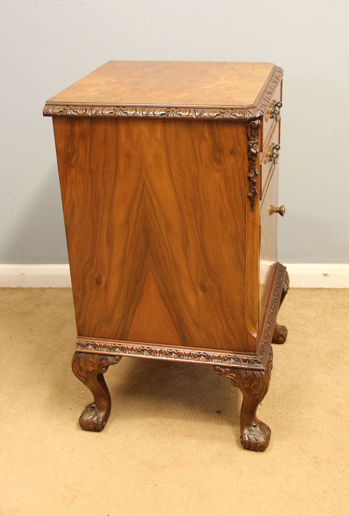 12422r6 Antique Burr Walnut Side Cabinet, Antique Burr Walnut Side Cabinet