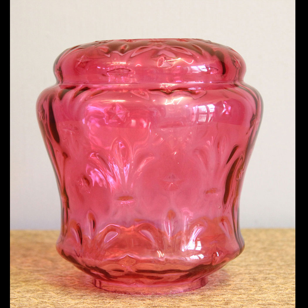 12430r01 Antique Vintage Cranberry Glass Lamp Globe Shade, Antique Vintage Cranberry Glass Lamp Globe / Shade