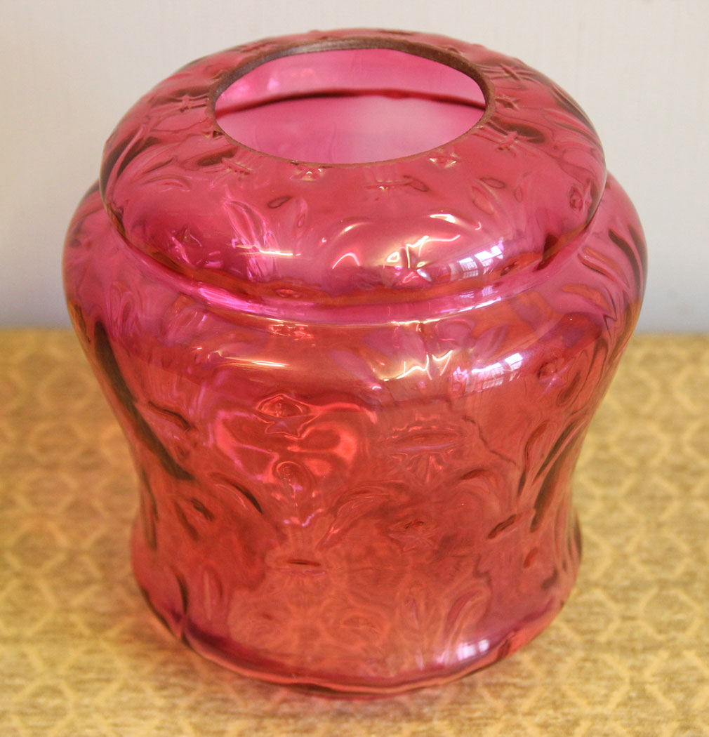 12430r2 Antique Vintage Cranberry Glass Lamp Globe Shade, Antique Vintage Cranberry Glass Lamp Globe / Shade