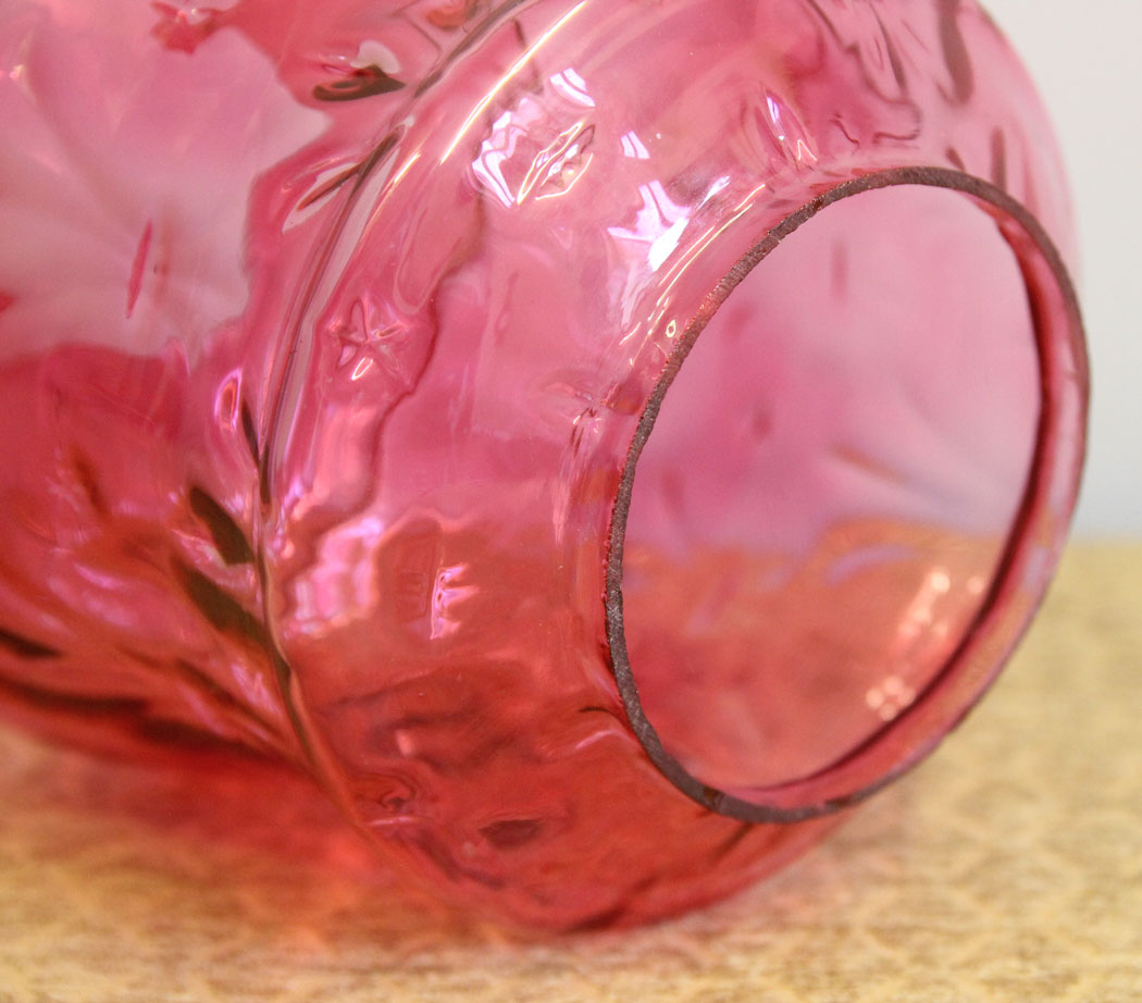 12430r4 Antique Vintage Cranberry Glass Lamp Globe Shade, Antique Vintage Cranberry Glass Lamp Globe / Shade