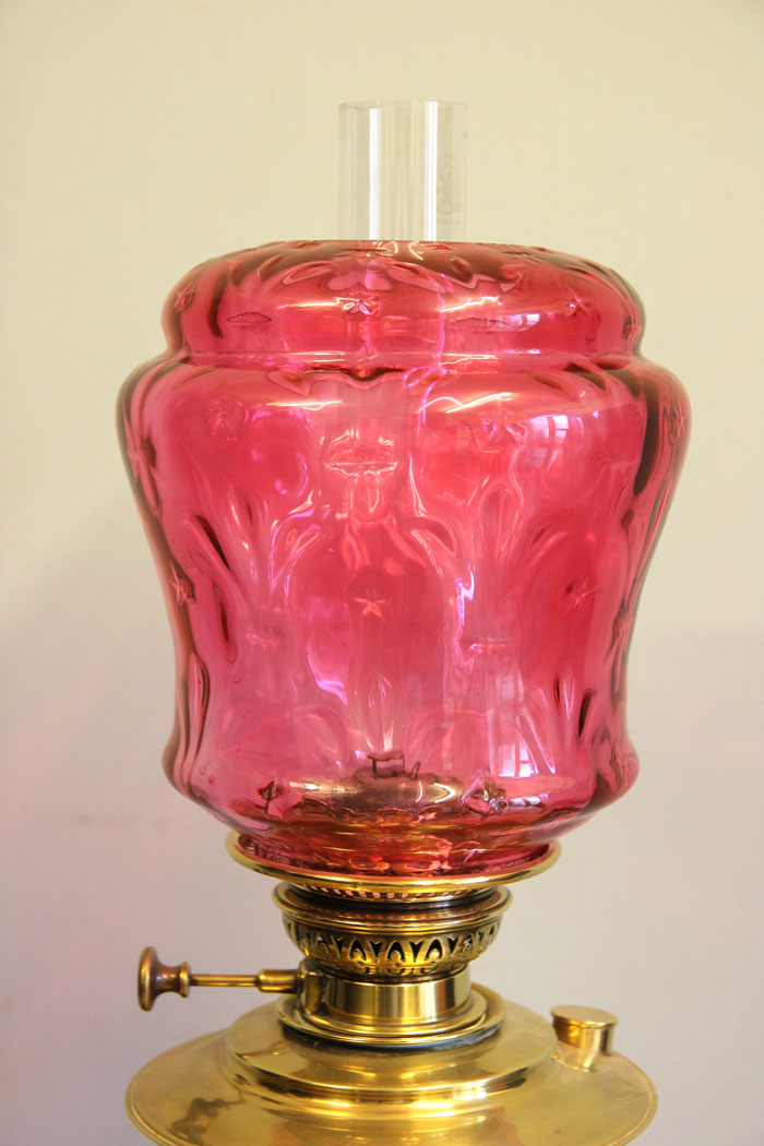 12430r8 Antique Vintage Cranberry Glass Lamp Shade, Antique Vintage Cranberry Glass Lamp Globe / Shade