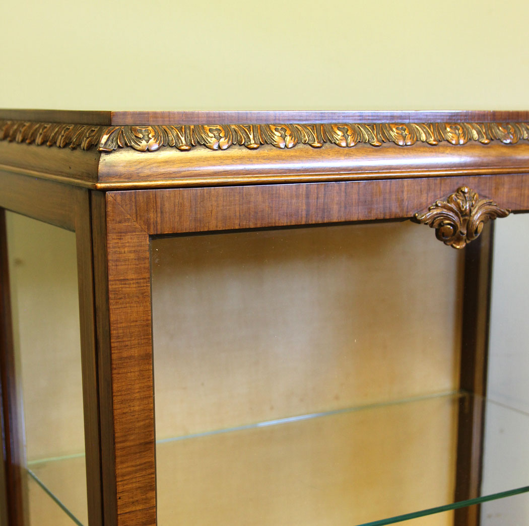 12431r11 Antique Burr Walnut China Display Cabinet, - Copy Antique Burr Walnut China Display Cabinet