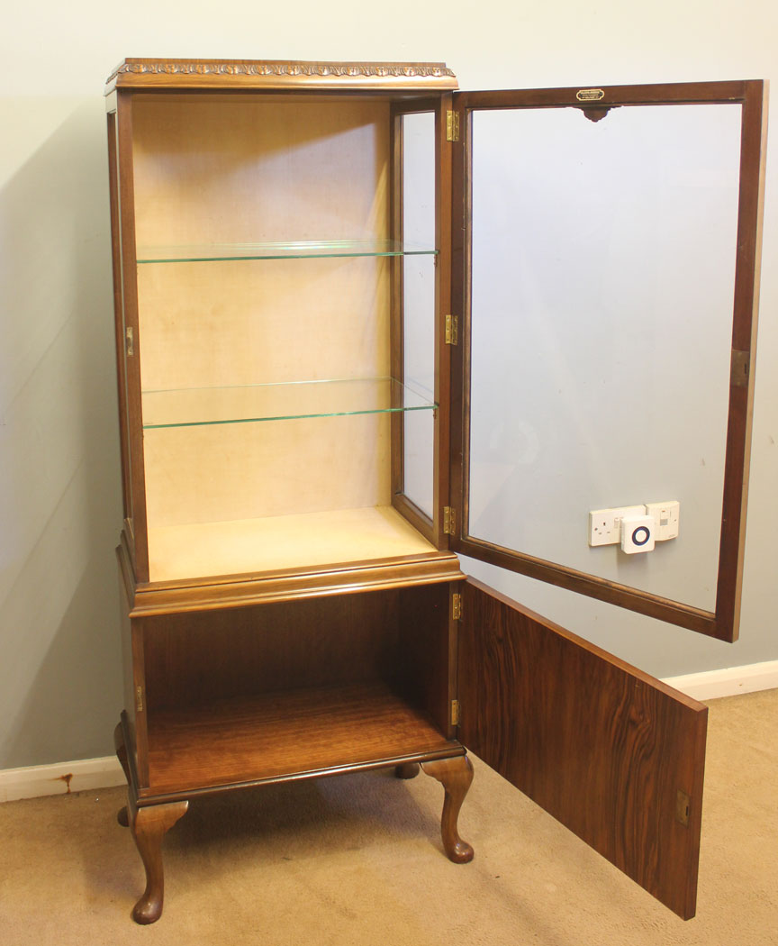 12431r16 Antique Burr Walnut China Display Cabinet, - Copy Antique Burr Walnut China Display Cabinet