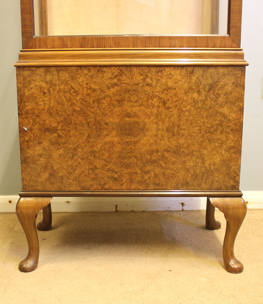 12431r3 Antique Burr Walnut China Display Cabinet, - Copy Antique Burr Walnut China Display Cabinet