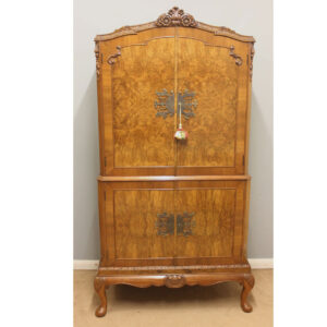 Antique Burr Walnut Cocktail Drinks Cabinet