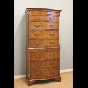 Antique Burr Walnut Serpentine Chest on Chest of Drawers