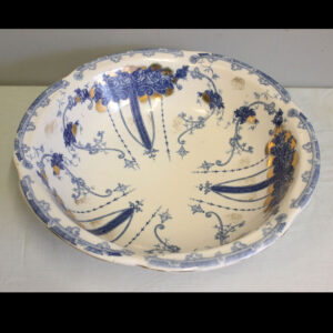 Antique Large Blue and Gold Wash Bowl