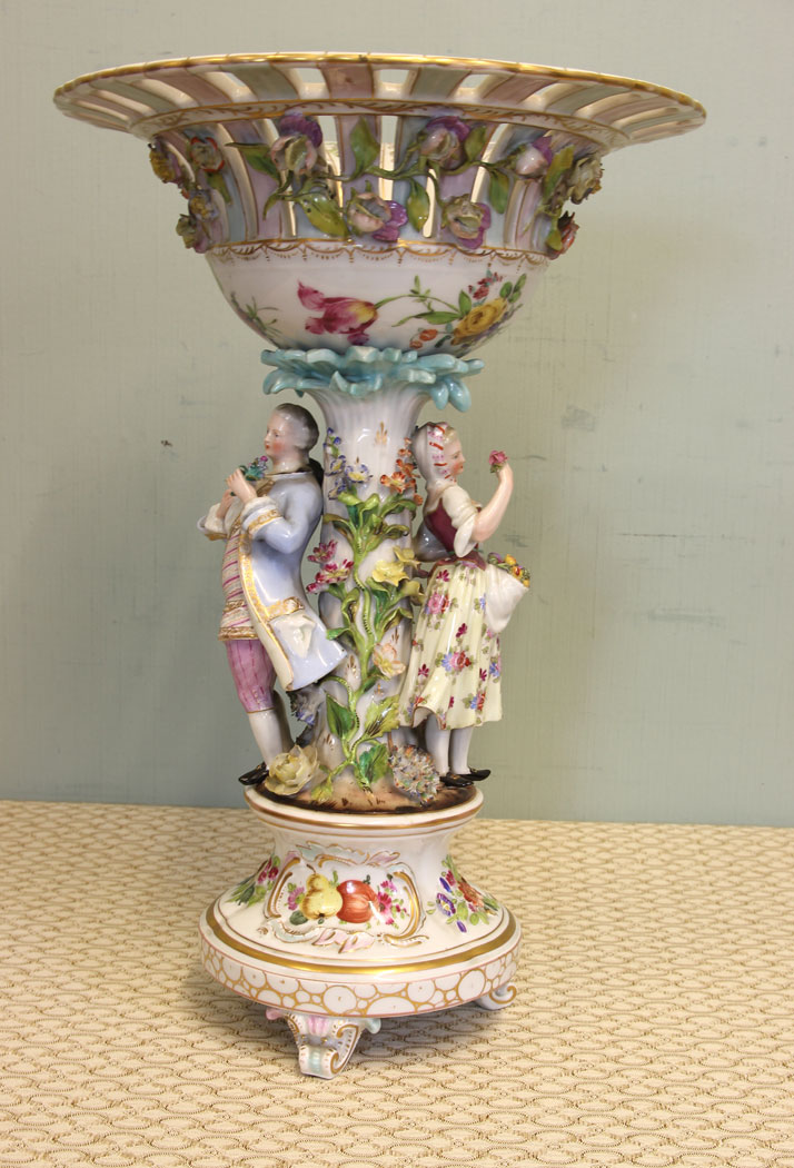 10770r23 Antique German Porcelain Centre Piece, Antique German Porcelain Centre Piece