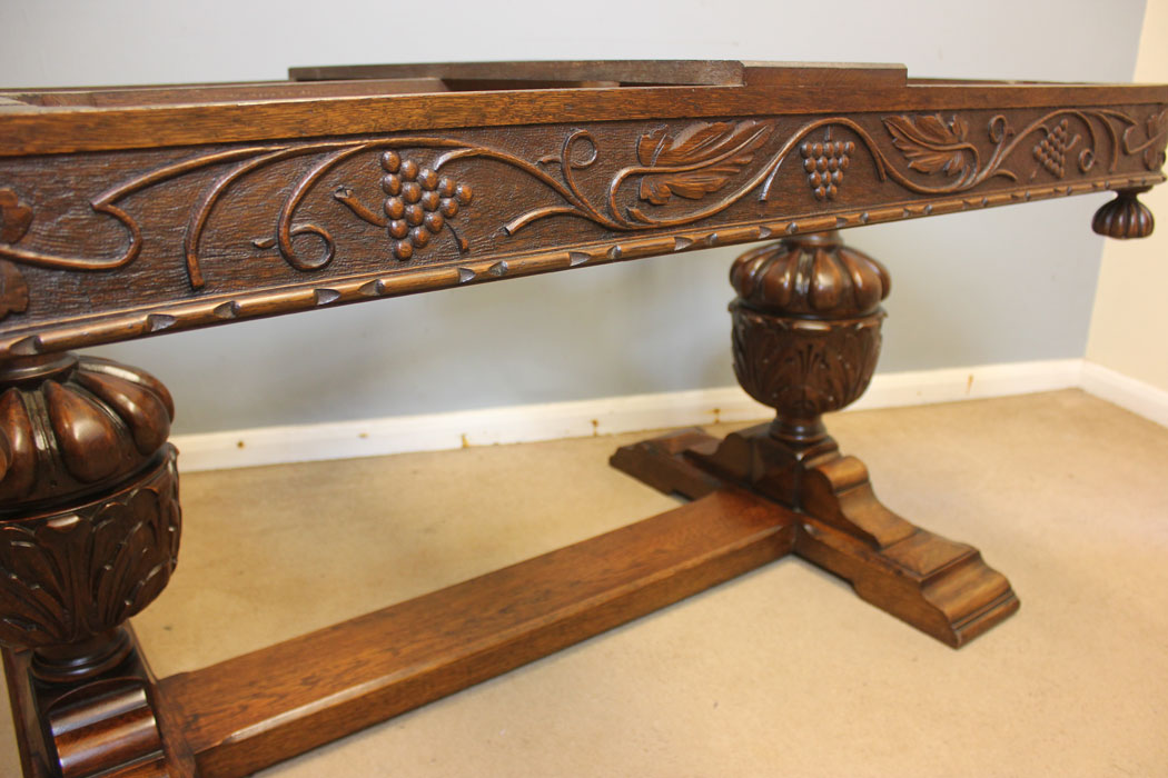 12445r16 Antique Oak Large Refectory Draw Leaf Dining Table, Antique Oak Large Refectory Draw Leaf Dining Table