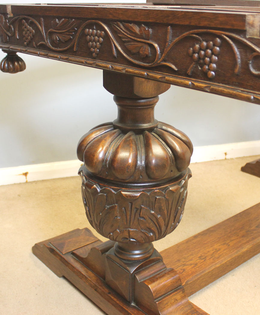 12445r18 Antique Oak Large Refectory Draw Leaf Dining Table, Antique Oak Large Refectory Draw Leaf Dining Table