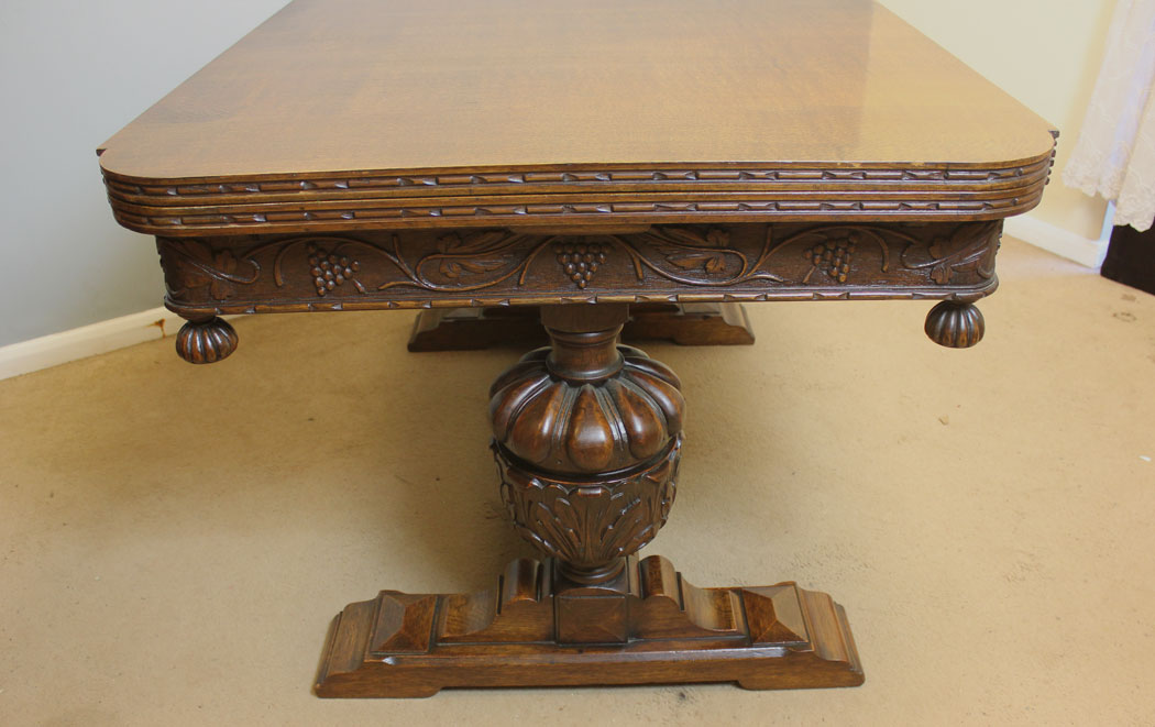 12445r6 Antique Oak Large Refectory Draw Leaf Dining Table, Antique Oak Large Refectory Draw Leaf Dining Table