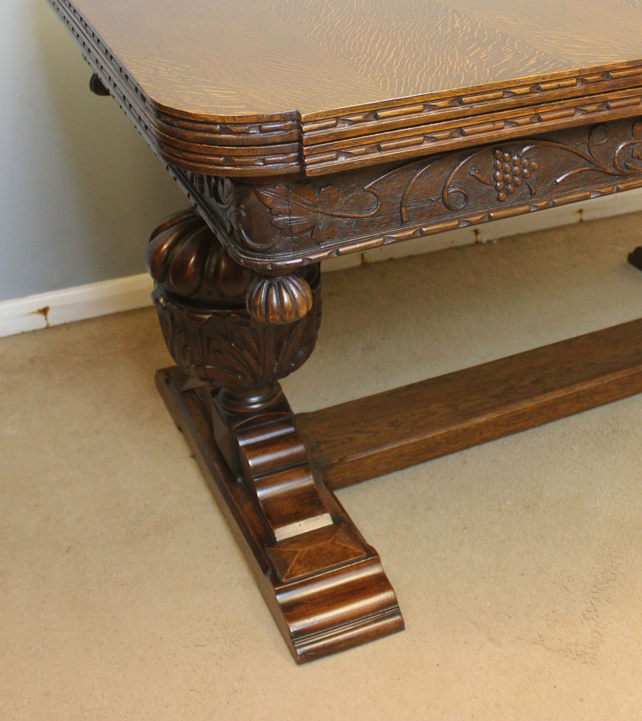 12445r7 Antique Oak Large Refectory Draw Leaf Dining Table, Antique Oak Large Refectory Draw Leaf Dining Table