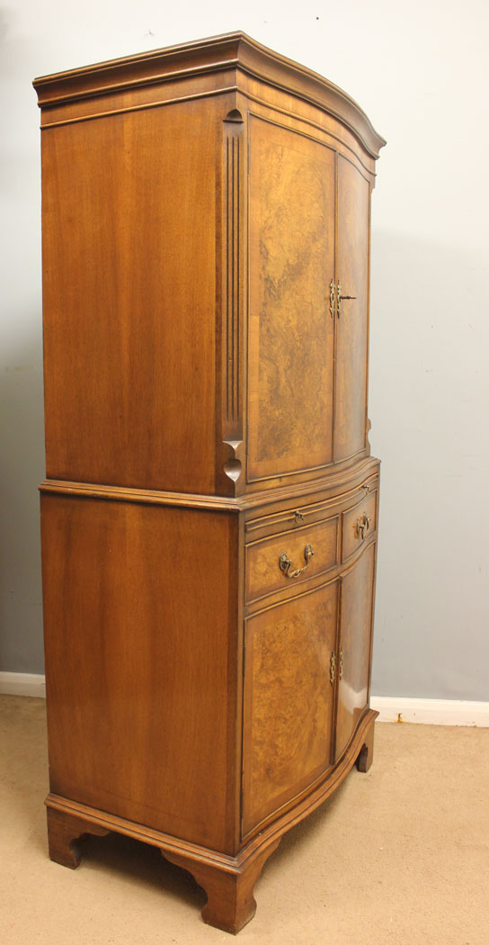 12449r2 Burr Walnut Cocktail Drinks Cabinet, Burr Walnut Cocktail Drinks Cabinet