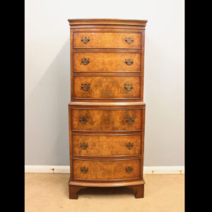 Burr Walnut Chest on Chest of Drawers