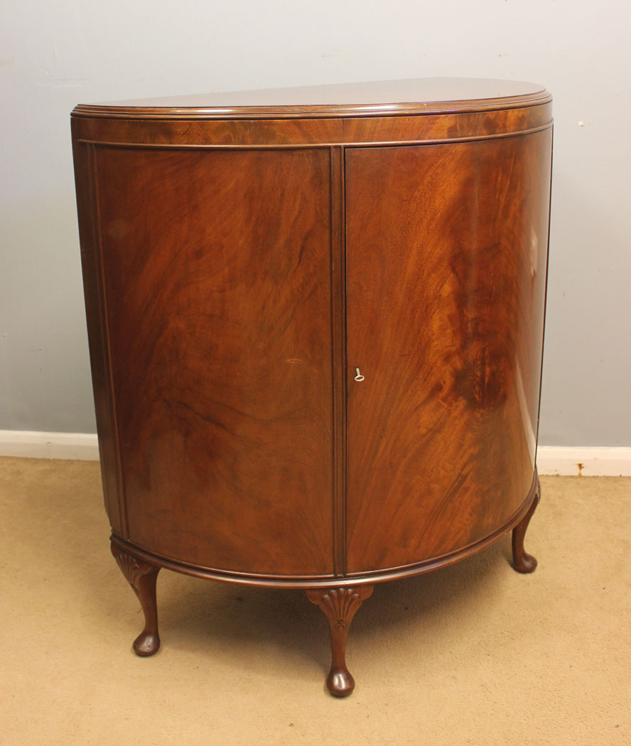 12454r4 Antique Mahogany Demi Lune Sideboard, Antique Mahogany Demi Lune Cabinet Sideboard