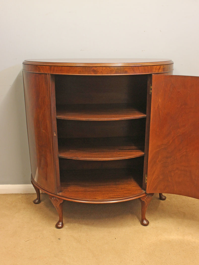 12454r9 Antique Mahogany Demi Lune Sideboard, Antique Mahogany Demi Lune Cabinet Sideboard