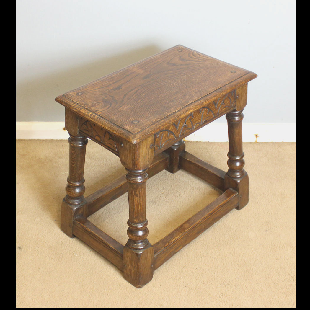 12456r01 Antique Oak Joint Stool, Antique Oak Joint Stool, Coffee Table