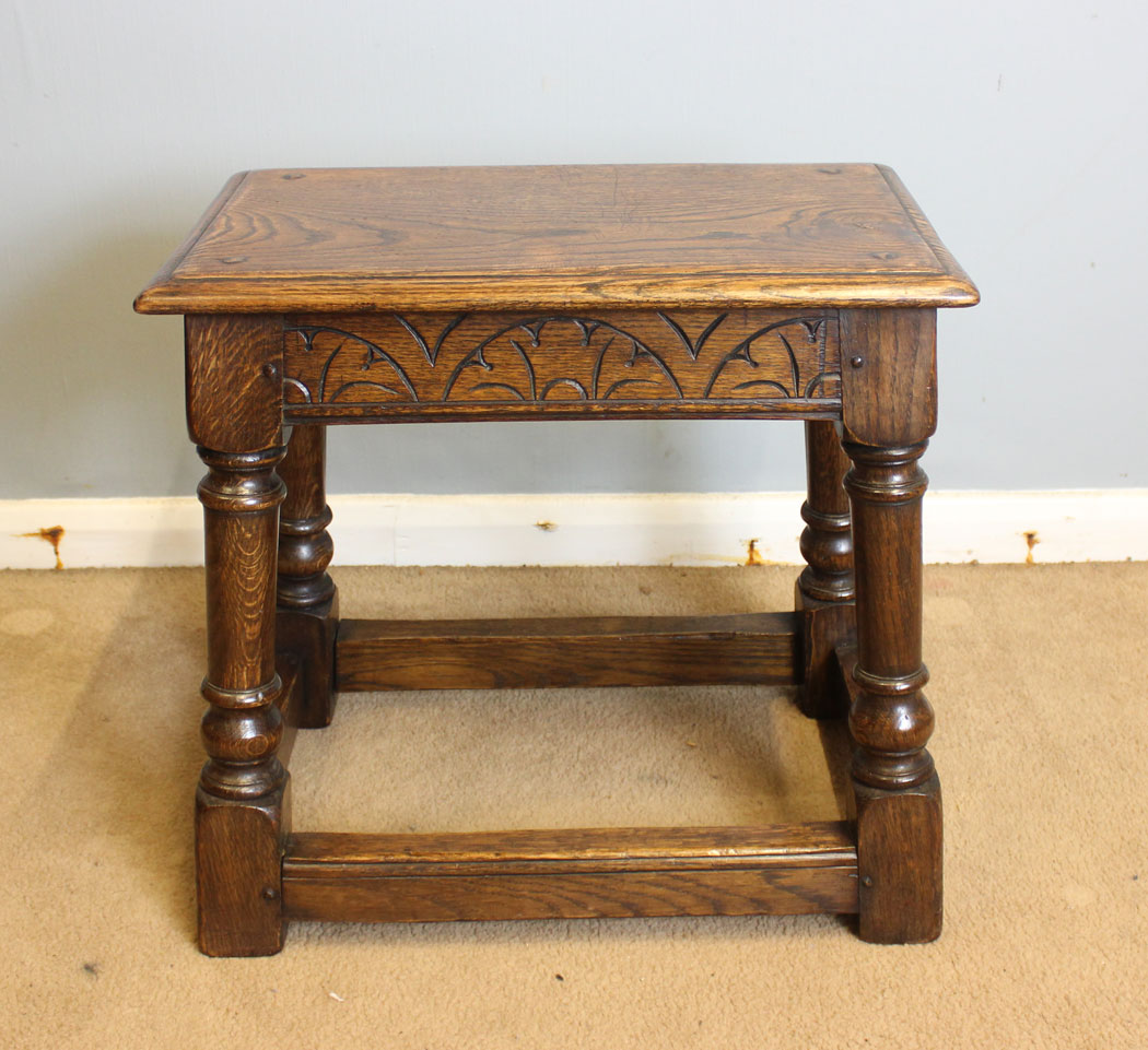 12456r2 Antique Oak Joint Stool, Antique Oak Joint Stool, Coffee Table