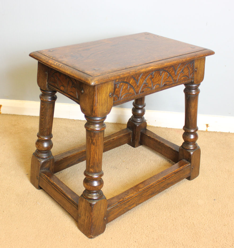 12456r3 Antique Oak Joint Stool, Antique Oak Joint Stool, Coffee Table