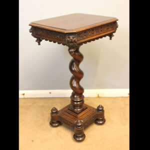 Antique Carved Oak Wine Occasional Side Table