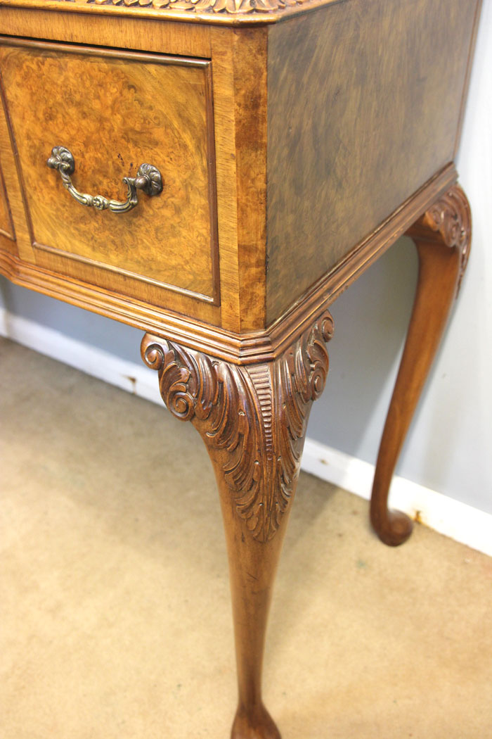 12465r10 Burr Walnut Antique Cutlery Console Side Table, Burr Walnut Antique Cutlery Console Side Table