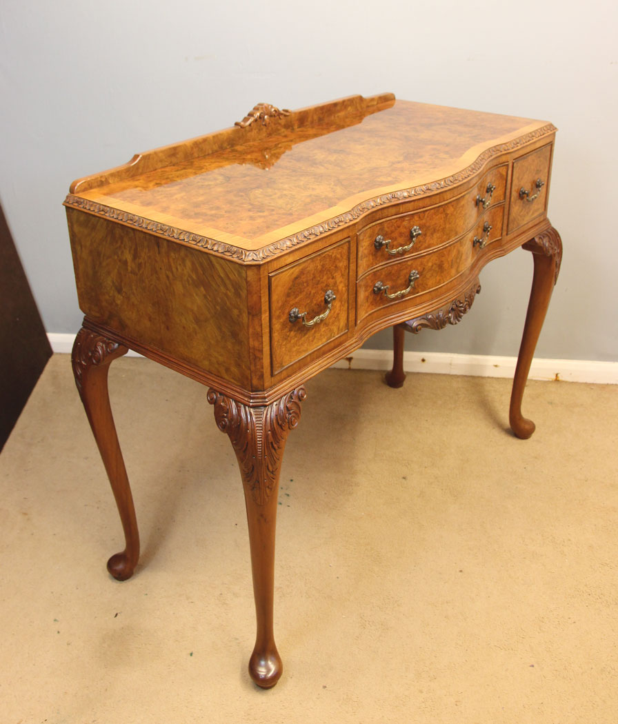 12465r2 Antique Burr Walnut Chiffonier Server Sideboard, Burr Walnut Antique Cutlery Console Side Table