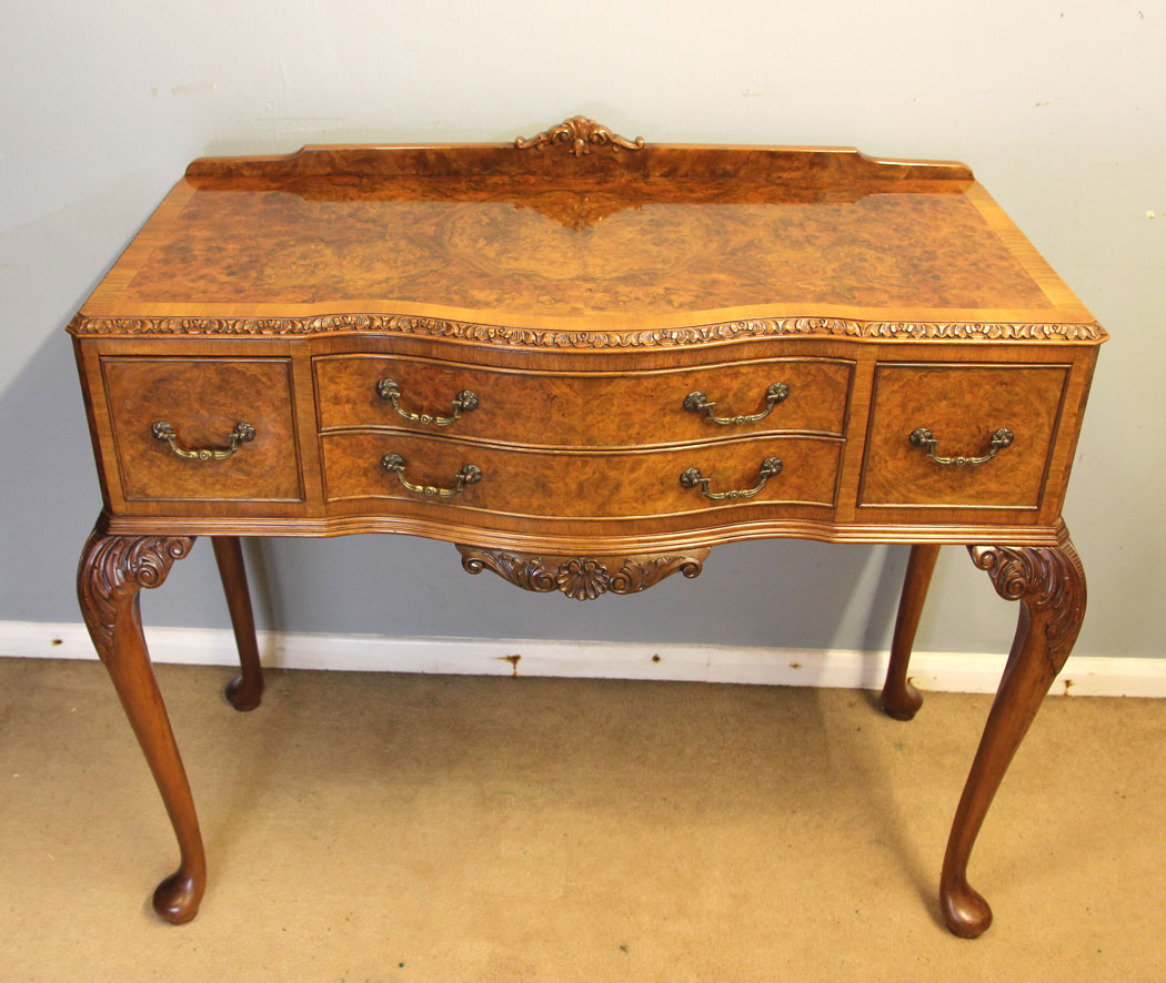 12465r3 Antique Burr Walnut Chiffonier Server Sideboard, Burr Walnut Antique Cutlery Console Side Table