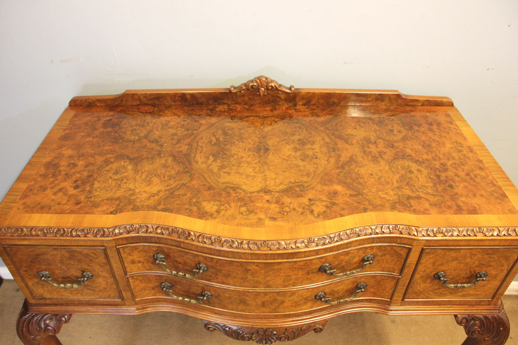 12465r4 Antique Burr Walnut Chiffonier Server Sideboard, Burr Walnut Antique Cutlery Console Side Table