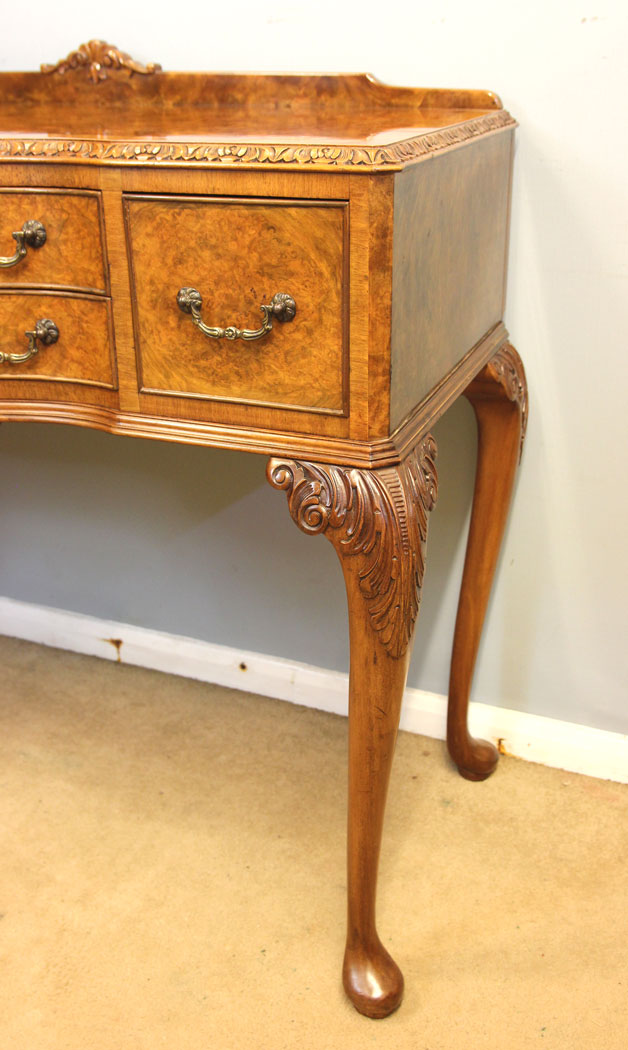12465r5 Burr Walnut Antique Cutlery Console Side Table, Burr Walnut Antique Cutlery Console Side Table