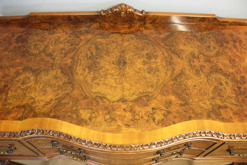 12465r9 Burr Walnut Antique Cutlery Console Side Table, Burr Walnut Antique Cutlery Console Side Table