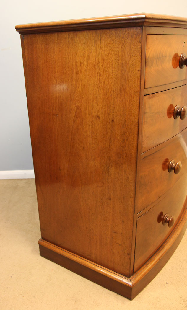 12469r12 Victorian Mahogany Bow Front Chest of Drawers, Victorian Mahogany Bow Front Chest of Drawers