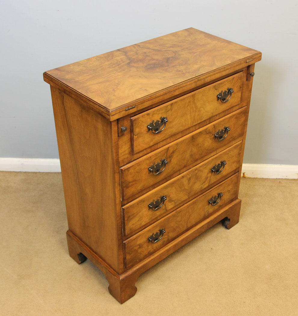 12473r11 Antique Burr Walnut Bachelors Chest of Drawers, Burr Walnut Bachelors Chest of Drawers