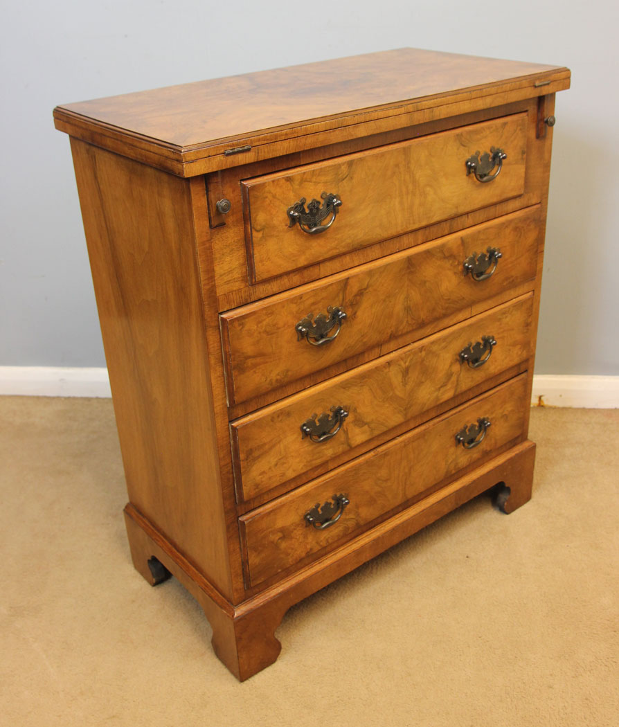 12473r3 Antique Burr Walnut Bachelors Chest of Drawers, Burr Walnut Bachelors Chest of Drawers
