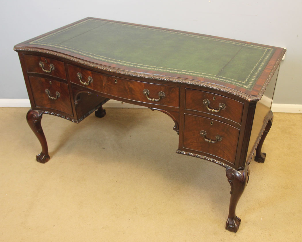12480r2 Antique Mahogany Knee Hole Writing Desk, Antique Mahogany Knee Hole Writing Desk