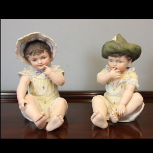 Large Pair Antique Bisque Piano Babies