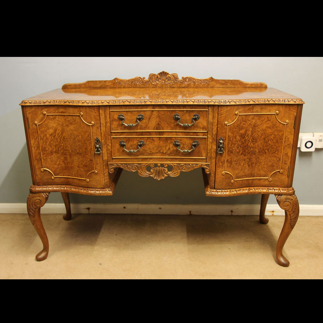 12492r01 Small Burr Walnut Sideboard Server, Small Burr Walnut Sideboard Server