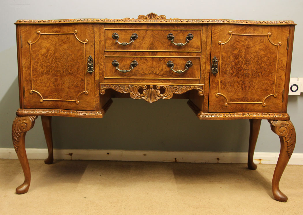 12492r04 Small Burr Walnut Sideboard Server, Small Burr Walnut Sideboard Server