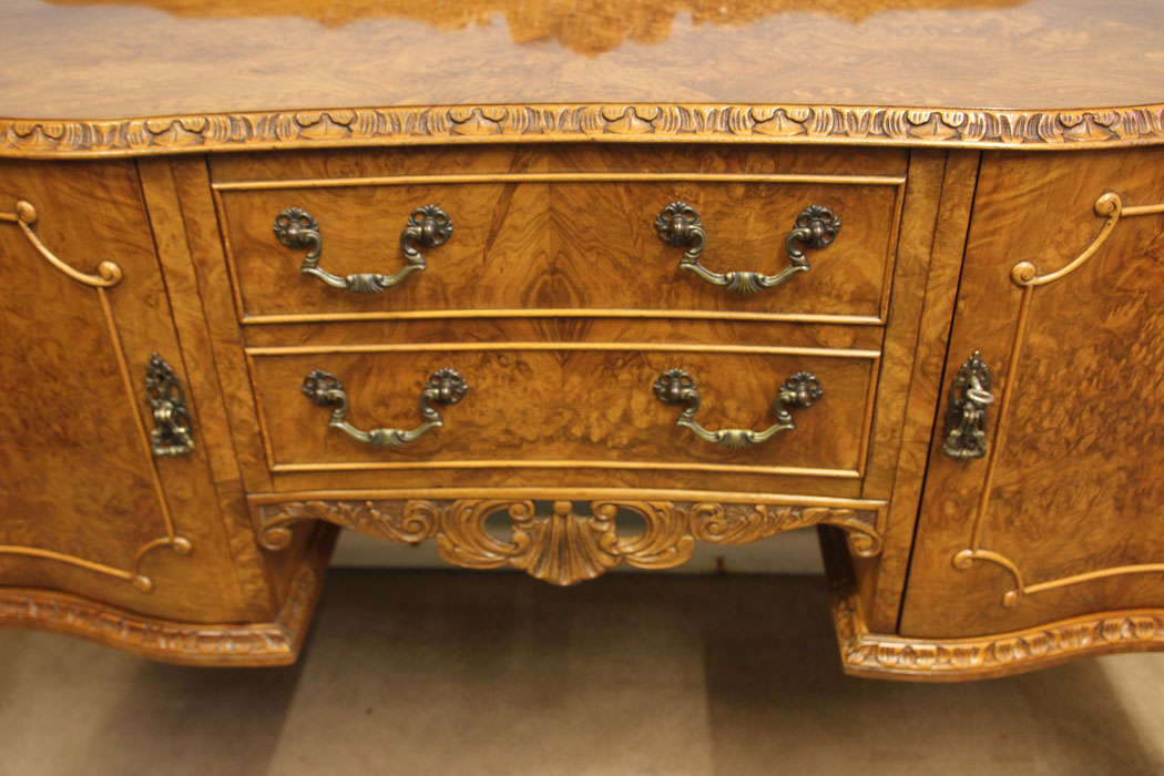 12492r11 Small Burr Walnut Sideboard Server, Small Burr Walnut Sideboard Server
