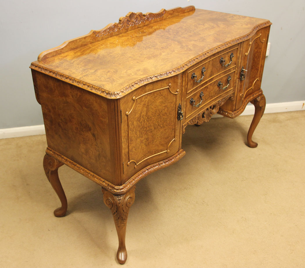 12492r2 Small Burr Walnut Sideboard Server, Small Burr Walnut Sideboard Server