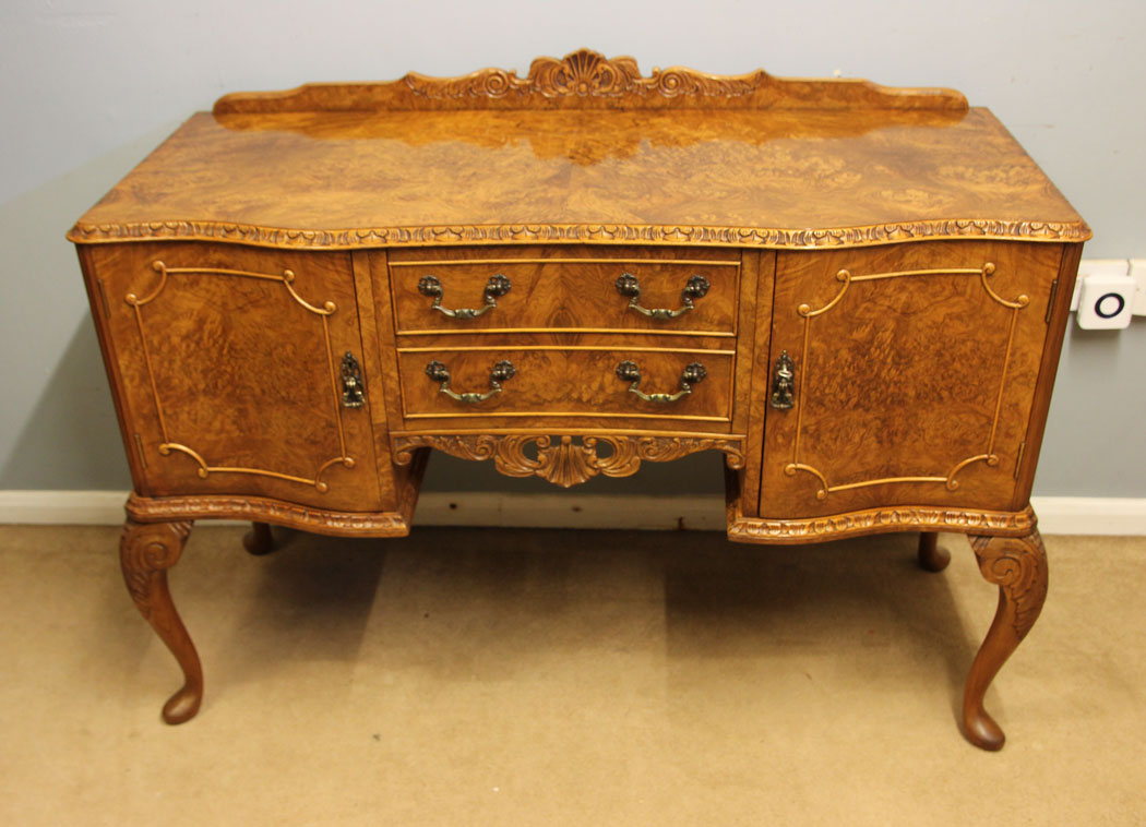 12492r3 Small Burr Walnut Sideboard Server, Small Burr Walnut Sideboard Server