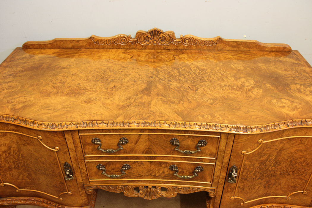 12492r5 Small Burr Walnut Sideboard Server, Small Burr Walnut Sideboard Server