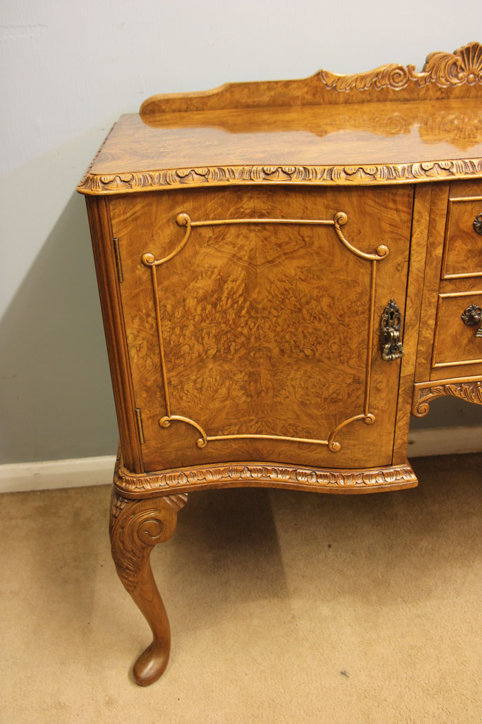 12492r6 Small Burr Walnut Sideboard Server, Small Burr Walnut Sideboard Server