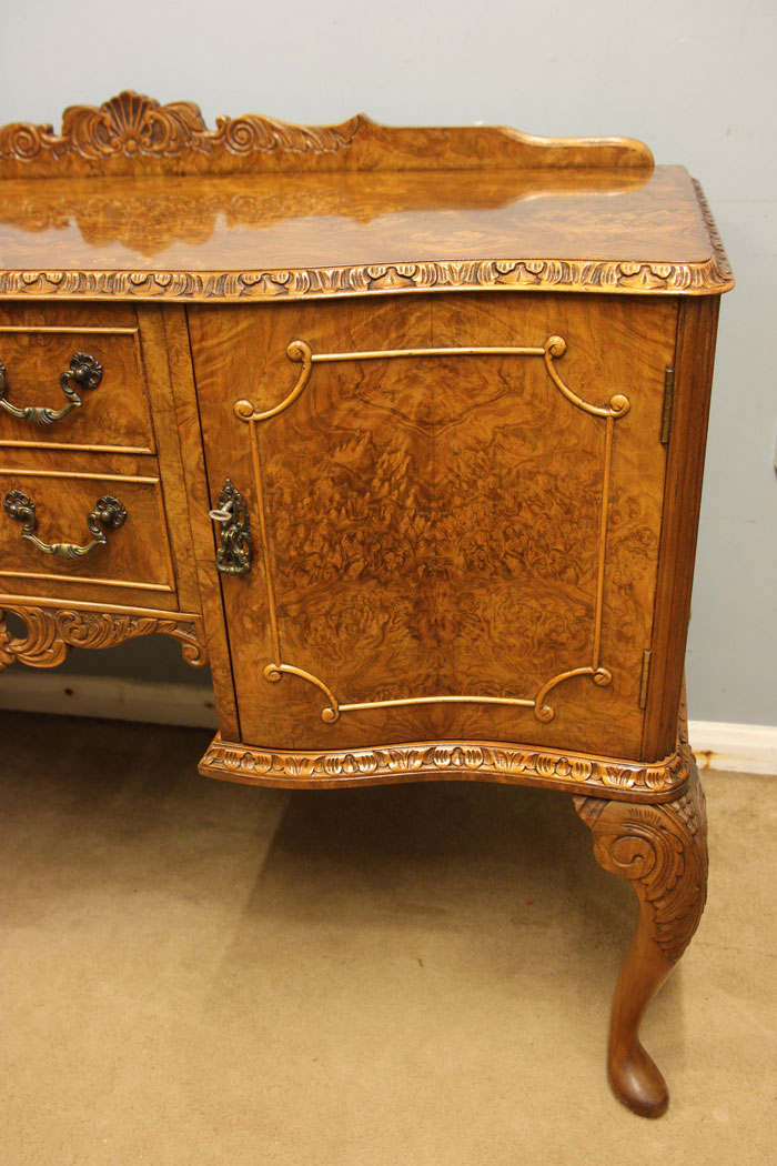 12492r9 Small Burr Walnut Sideboard Server, Small Burr Walnut Sideboard Server