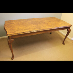 Burr Walnut Queen Anne Style Dining Table.