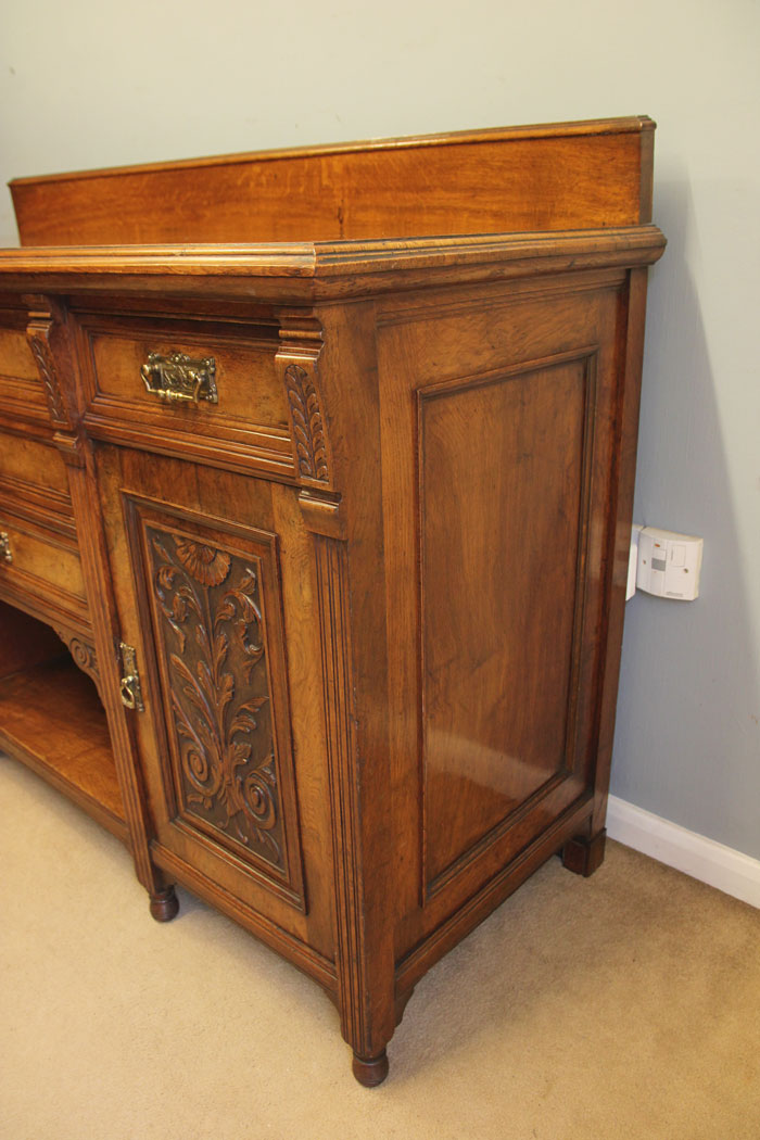 12494r06 Antique Pollard Oak Walnut Sideboard Dresser Base, Antique Pollard Oak Sideboard Dresser Base