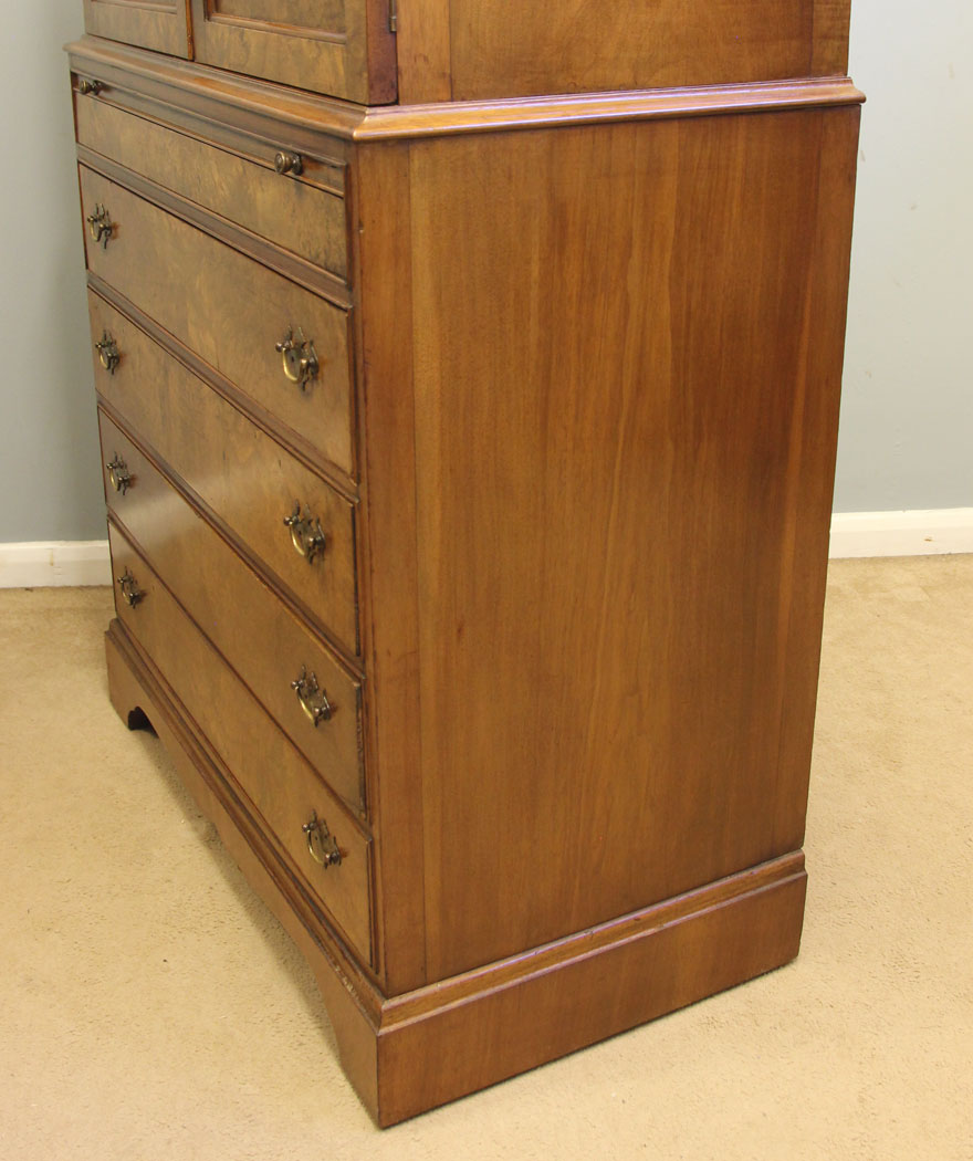 12495r12 Burr Walnut Tallboy Chest Drawers, Drinks Cabinet, Burr Walnut Tallboy Chest Drawers, Drinks Cabinet
