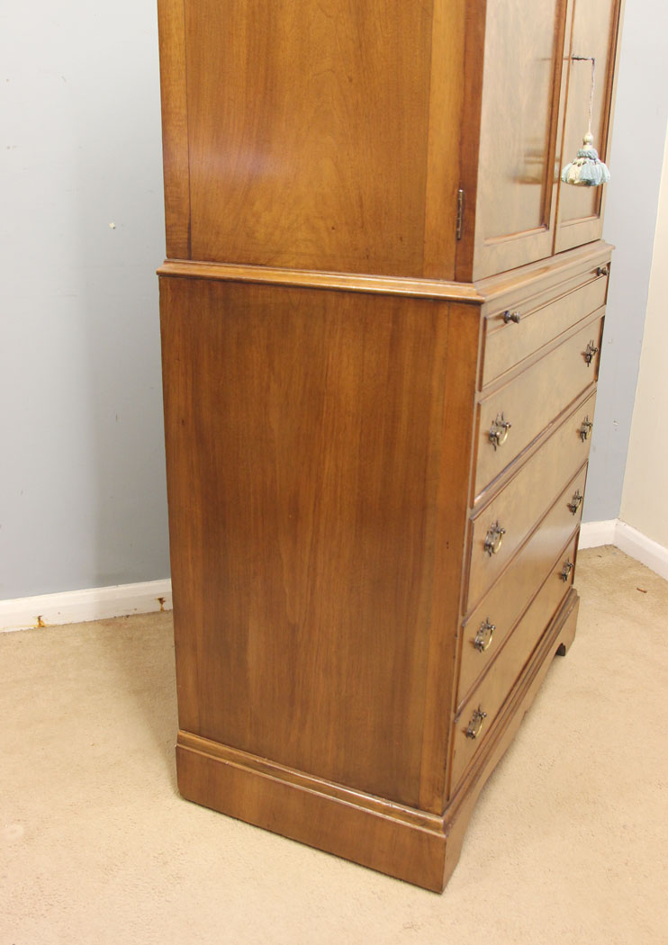 12495r6 Burr Walnut Tallboy Chest Drawers, Drinks Cabinet, Burr Walnut Tallboy Chest Drawers, Drinks Cabinet